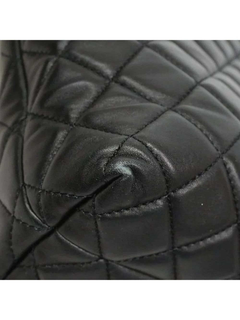 Chanel Tote Bag Quilted Lambskin Black Silver